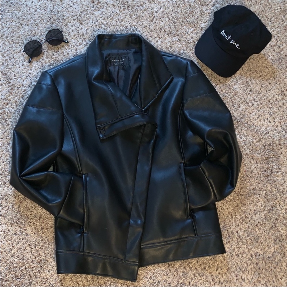 Men’s (Zara) Faux Leather Biker Jacket